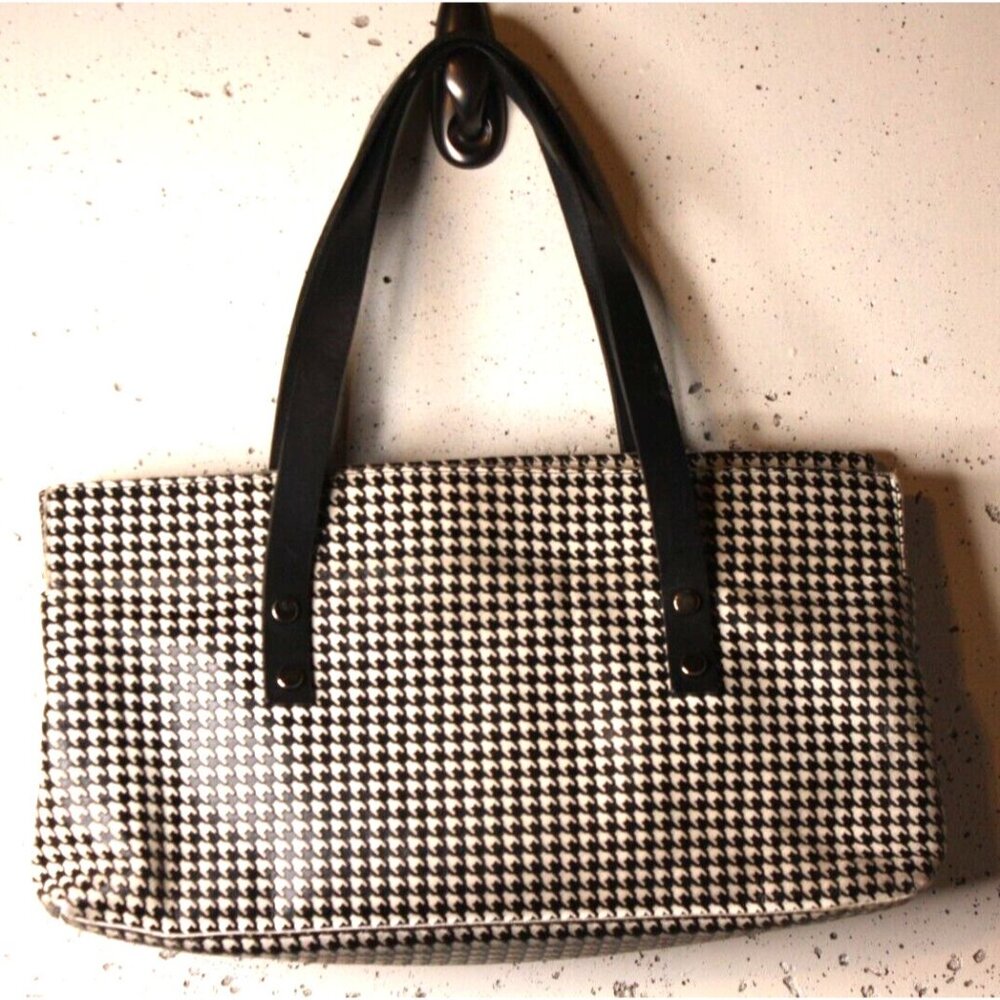 Daniella Lehavi Italian Leather Handbag in Black & White Houndstooth Pattern - Picture 5 of 10